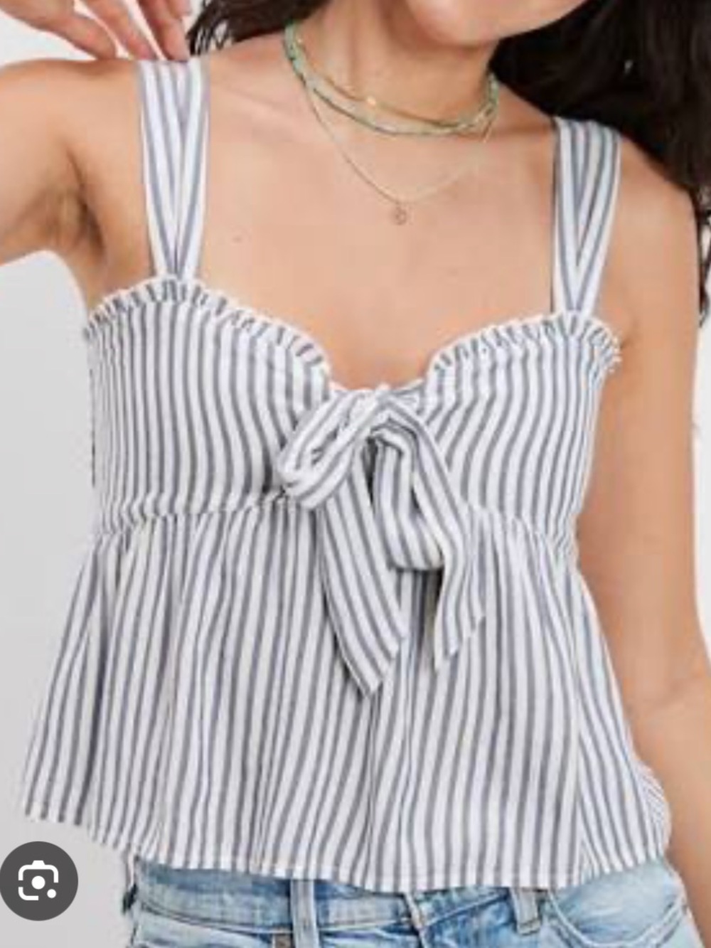 Old Navy blue and white striped babydoll tank top